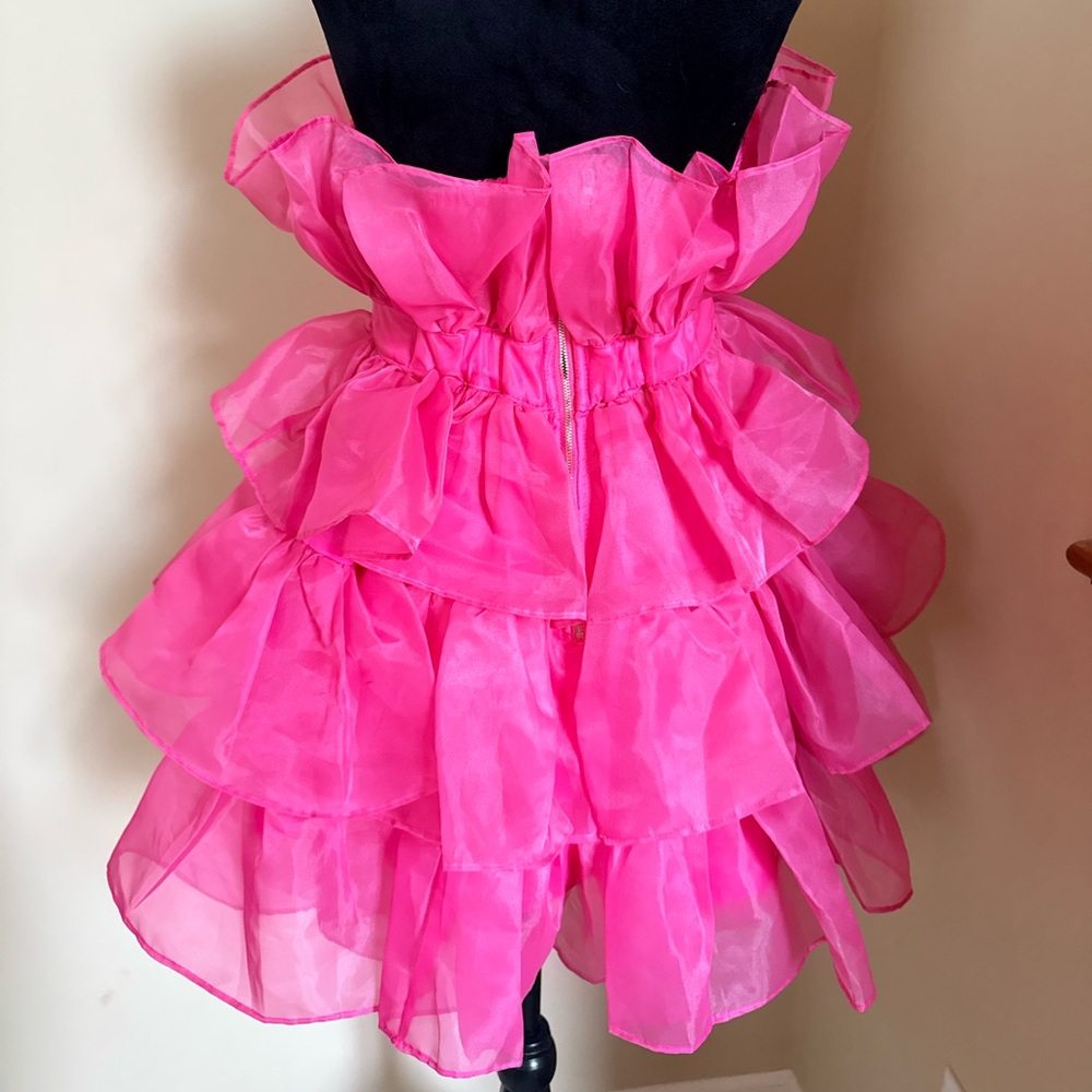 Pink Strapless Ruffled Dress - Picture 3 of 5